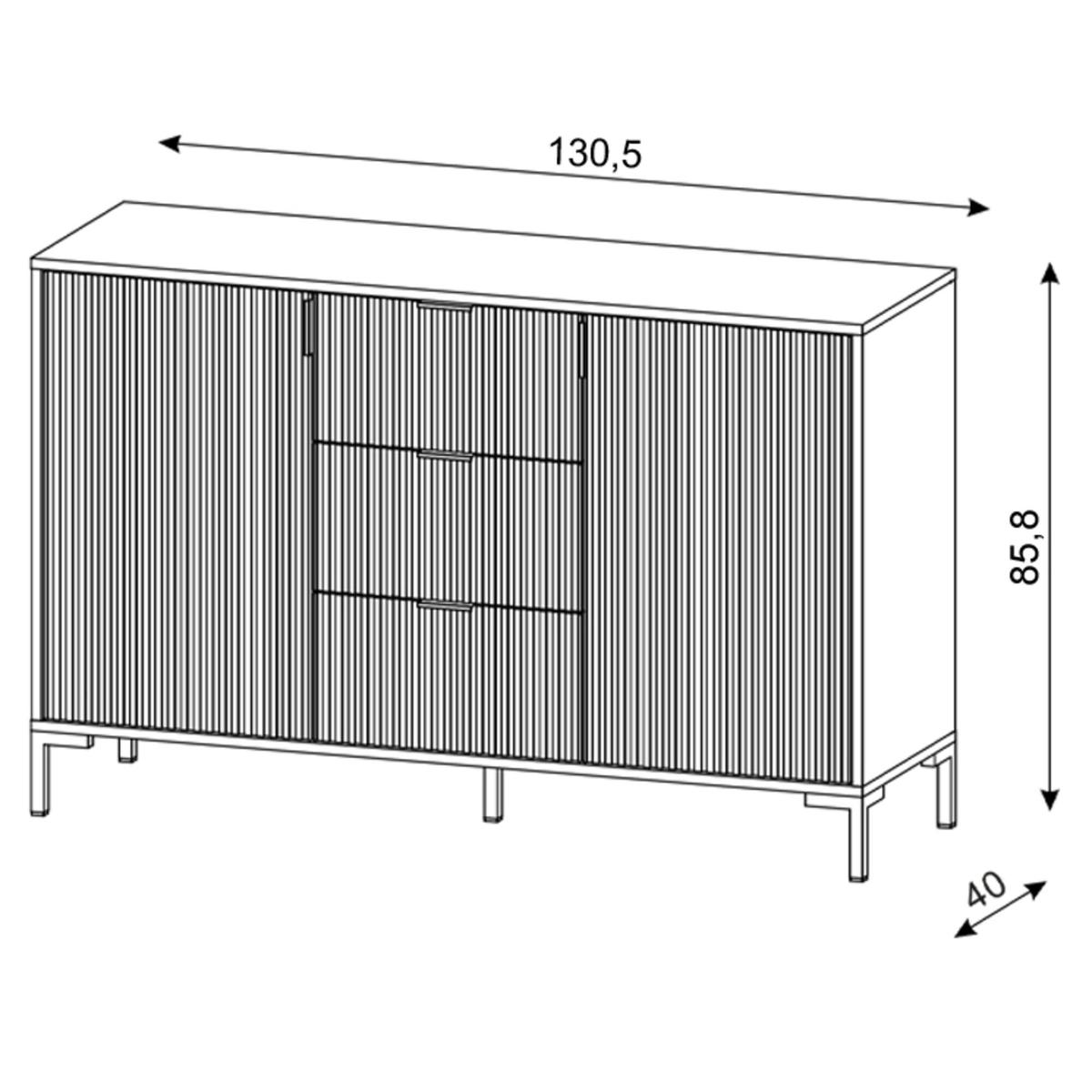 Komoda 2D Flinn 130 cm do sypialni przedpokoju czarny mat nr. 6