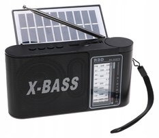 Radio przenośne 19 x 10,5 x 6 cm  z funkcją bluetooth    ładowany solarnie czarne - Miniaturka zdjęcia nr 1