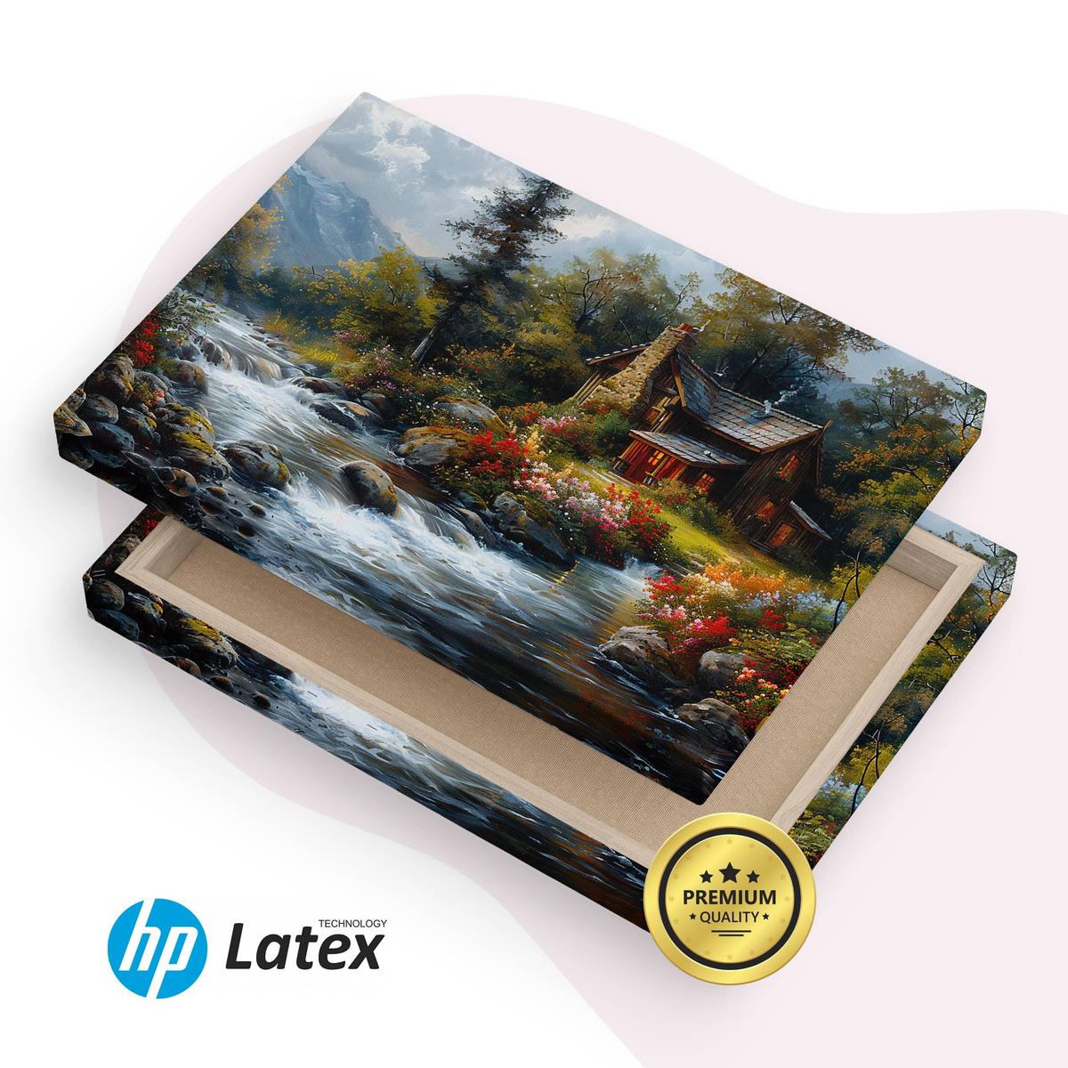 Obraz Na Płótnie Krajobraz Drewniany Domek W Górach 30x20 Krajobraz Nowoczesny nr. 8
