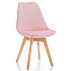 Krzesło DUBLIN różowe tapicerowane welurem z poduszką do jadalni lub salonu