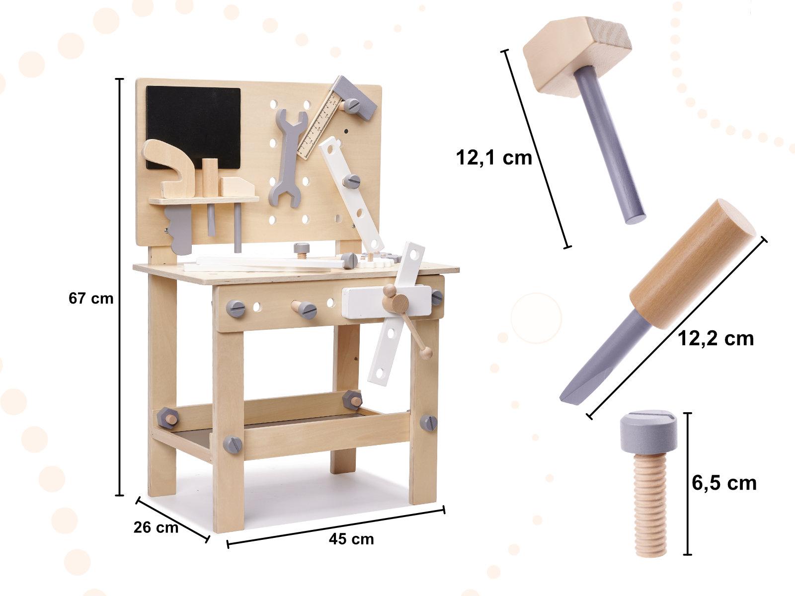 Warsztat z narzędziami 67 cm na stoliku zestaw majsterkowicza drewniany nr. 3