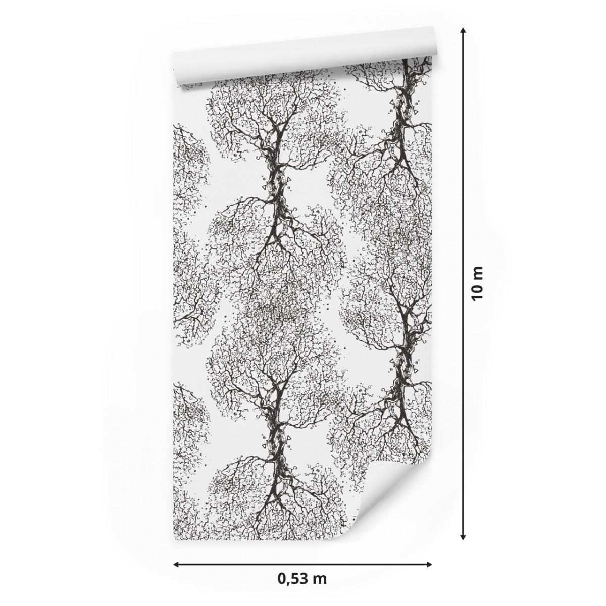 Tapeta W Rolce Czarno-Białe DRZEWA Szkic Natura 53x1000  nr. 2