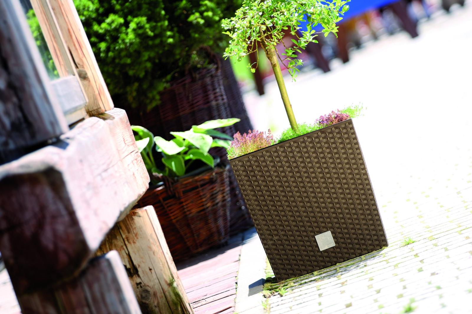 Doniczka z wkładem kwadratowa 20x20cm RATTAN Biała nr. 2