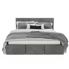 Łóżko tapicerowane 120x200x88 cmdo sypialni z pojemnikiem automatycznym na pościel  szare - Miniaturka zdjęcia nr 11