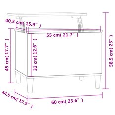 Stolik kawowy 60x44,5x45 cm z rozkładanym blatem ze schowkiem szary dąb sonoma do salonu - Miniaturka zdjęcia nr 10