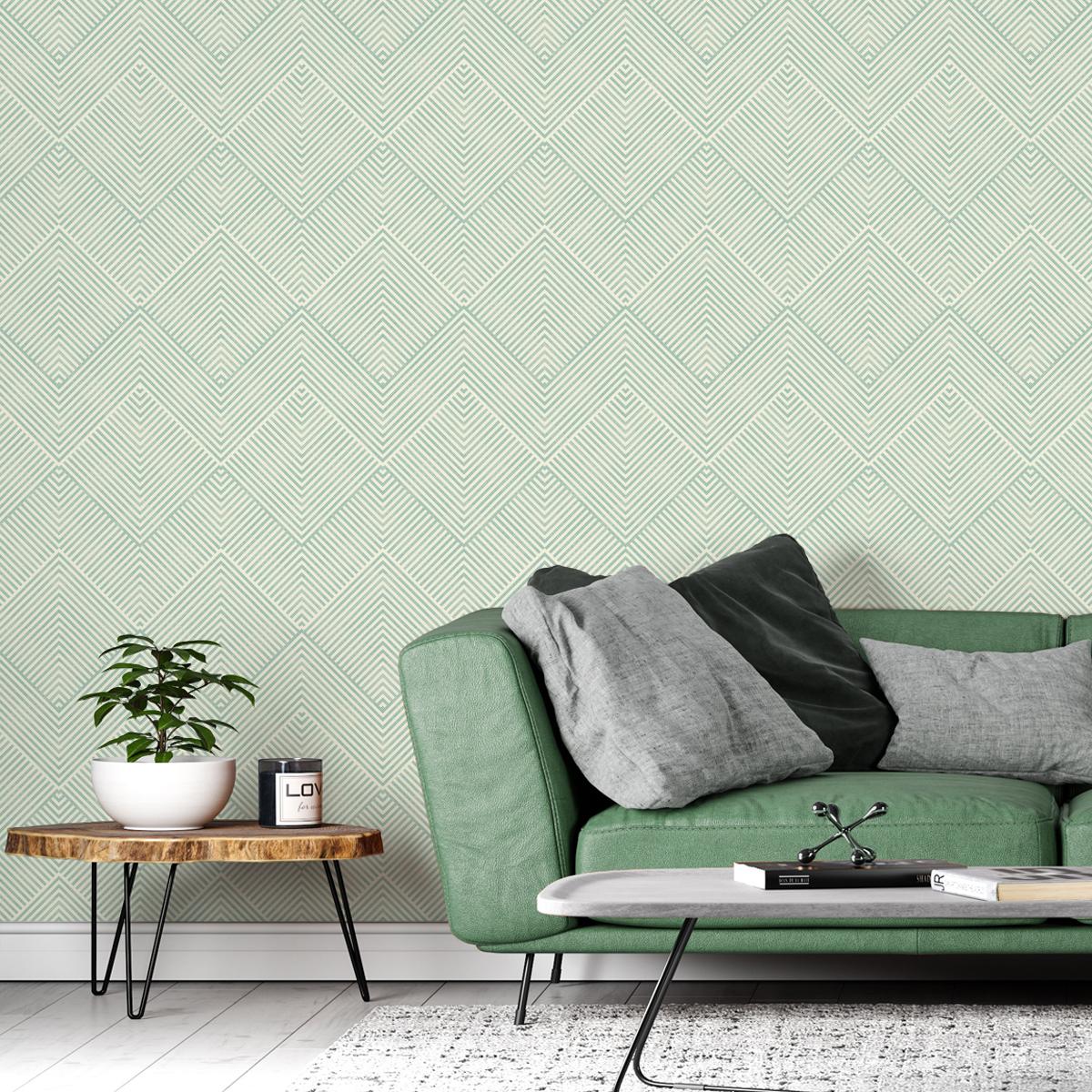 Tapeta Do Salonu Zielony Wzór GEOMETRYCZNY Retro 53x1000  nr. 7