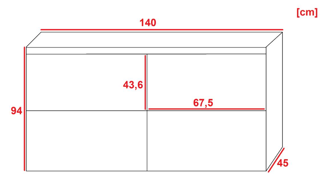 Komoda Malani Duplo 120x45x94 cm lamele przesuwne fronty biała dąb sonoma - czarny do salonu nr. 3