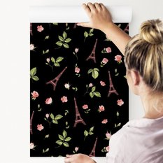 Tapeta DLA DZIEWCZYNKI Wieże Eiffla Kwiaty Liście  - Miniaturka zdjęcia nr 6