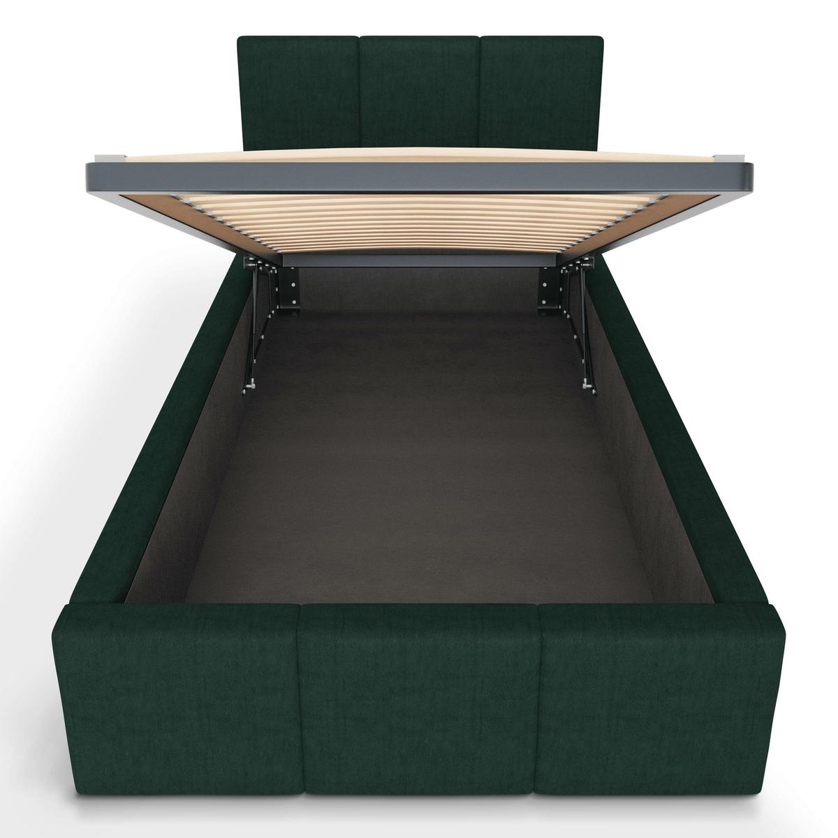 Łóżko Pojedyncze 90x200cm łóżko tapicerowane z pojemnikiem butelkowa zieleń do sypialni wezgłowie 110 cm nr. 9