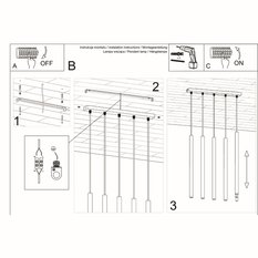 Lampa wisząca PASTELO 5 czarna 90x5x45cm nowoczesna G9 do salonu - Miniaturka zdjęcia nr 5