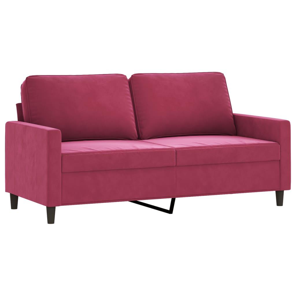 Sofa 158x77x80 cm 2-osobowa tapicerowana aksamitem czerwona do salonu