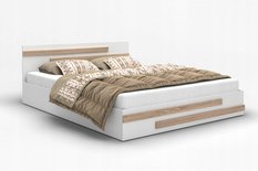 Łóżko AVI BETA 160x85x200 cm stelaż pojemnik na pościel do sypialni białe/dąb sonoma
