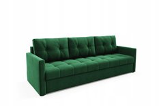 Kanapa IVIO 230x87x86 cm sofa z funkcją spania rozkładana velvet welur zielona do salonu - Miniaturka zdjęcia nr 3