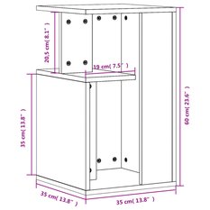 Stolik kawowy 35x35x60  cm z przestronnymi półkami przydymiony dąb do salonu - Miniaturka zdjęcia nr 10