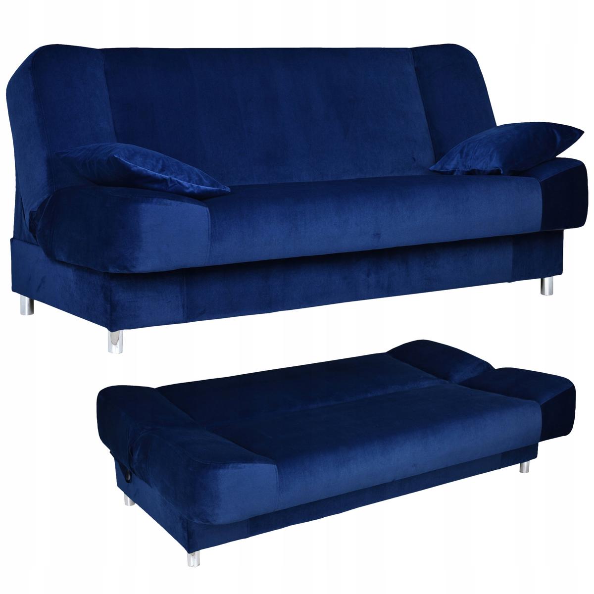 Wersalka SARA 200x95 cm granatowy rozkładana kanapa z pojemnikiem sofa do salonu New Velo