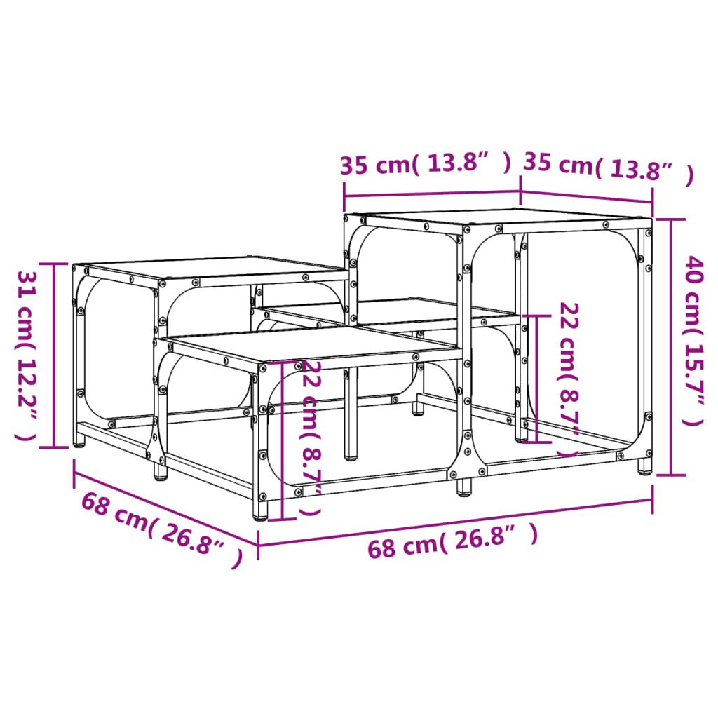 Stolik kawowy 68x68x40 cm z przestronnymi półkami brązowy dąb do salonu nr. 9