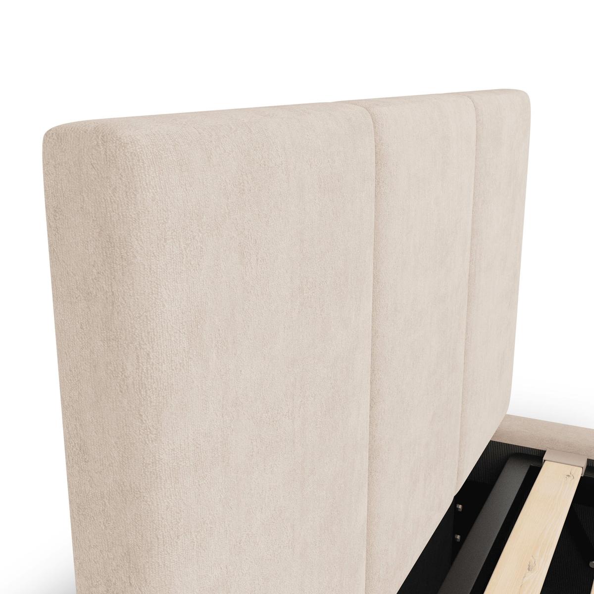 Łóżko Pojedyncze 90x200cm łóżko tapicerowane z pojemnikiem kremowe do sypialni wezgłowie 120 cm nr. 8