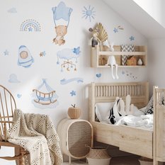 Naklejki Na Ścianę Dla Dzieci Misie Niebieskie 120x60 Boho ZESTAW - Miniaturka zdjęcia nr 5