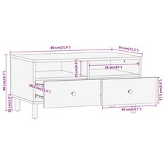 Stolik kawowy 80x54x40 cm  z szufladami z litego drewna akacjowego xxx do salonu - Miniaturka zdjęcia nr 12