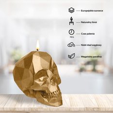 Świeca Skull Low-Poly Classic Gold Big - Miniaturka zdjęcia nr 3