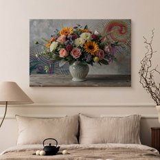Obraz Na Płótnie Bukiet Kwiatów W Wazonie 120x80 Styl Nowoczesny - Miniaturka zdjęcia nr 5