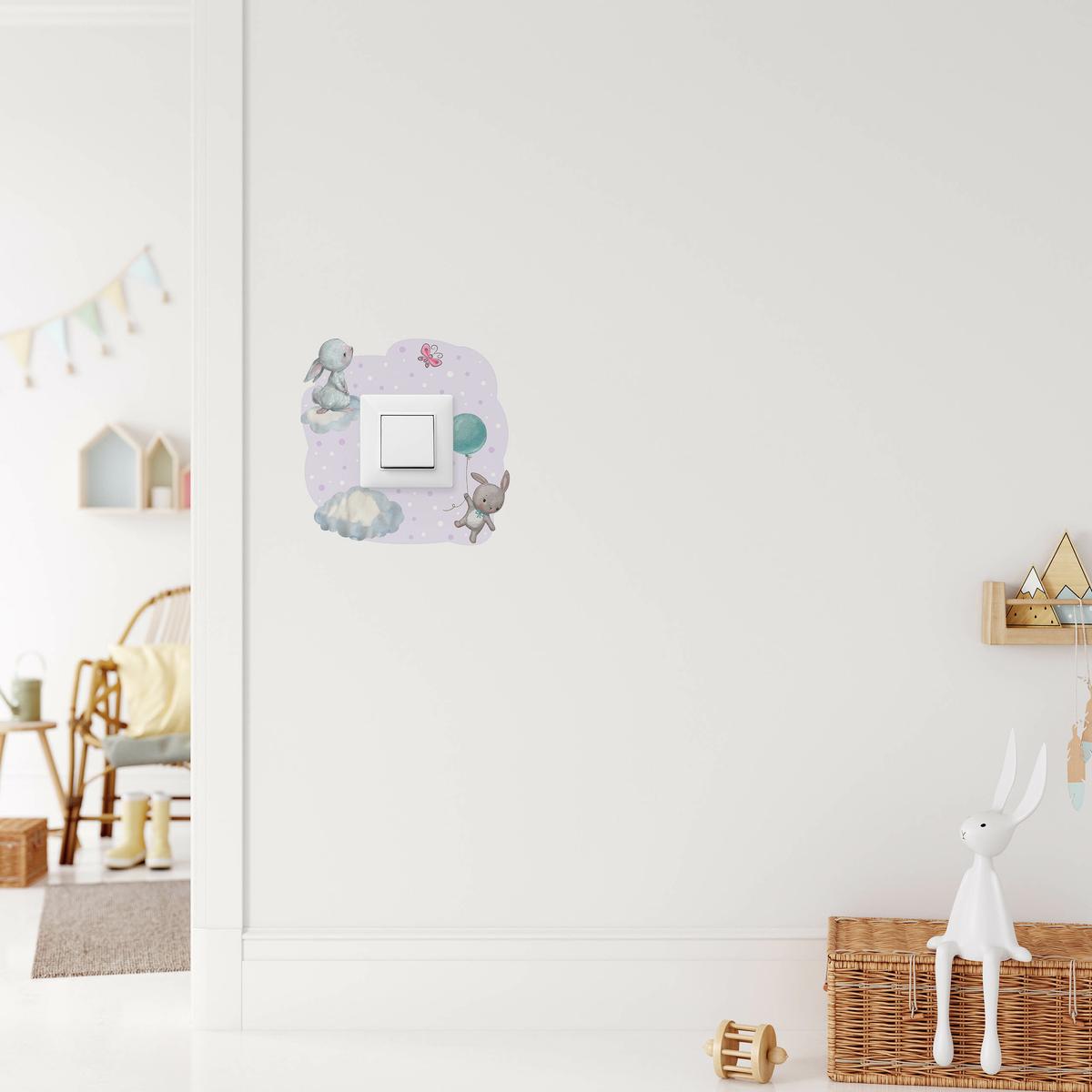 Naklejka Pod Kontakt Do Pokoju Dzieci Króliczki 20x20 Kropki Groszki Chmury Motyl nr. 6