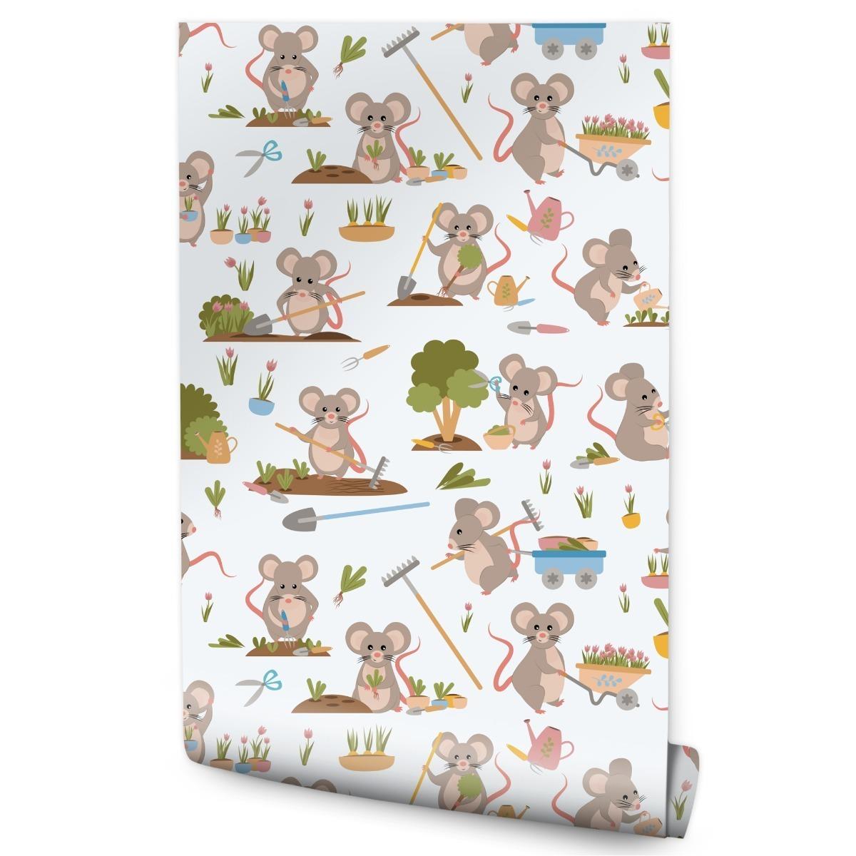 Tapeta MYSZKI w Ogrodzie Zwierzątka Rośliny Natura 53x1000 