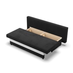 Kanapa 3-osobowa NOLA 191x92x91 cm wygodna sofa rozkładana z pojemnikiem do pokoju do salonu sprężyna bonell czarna biała - Miniaturka zdjęcia nr 4