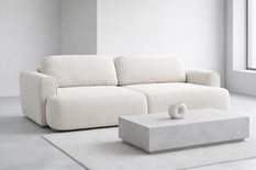 Kanapa z funkcją spania ITALY 250x100x82 cm FLOW trzyosobowa sofa rozkładana kremowa - Miniaturka zdjęcia nr 3