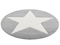 Dywan dziecięcy okrągły Big Star Grey/White 133 cm do pokoju dziecięcego szary z gwiazdą - Miniaturka zdjęcia nr 4