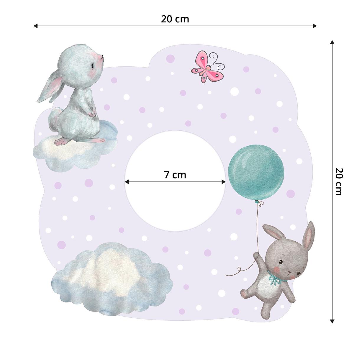 Naklejka Pod Kontakt Do Pokoju Dzieci Króliczki 20x20 Kropki Groszki Chmury Motyl nr. 2