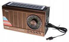 Radio przenośne 21 x 12,5 x 8,5 cm  z funkcją bluetooth    z latarką  ładowany solarnie brązowe - Miniaturka zdjęcia nr 5