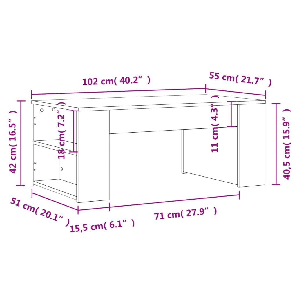  Stolik kawowy 102x55x42 cm z przestronnymi przegrodami biały do salonu nr. 9