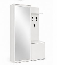 Garderoba do przedpokoju DUO 180x95x35 cm z lustrem wieszakami szafka na buty biały, lewa - Miniaturka zdjęcia nr 3