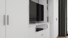 Meblościanka z szafą DAKO 380x240x55 cm zestaw mebli do salonu RTV Biel  - Miniaturka zdjęcia nr 4