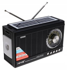 Radio przenośne  21 x 12,5 x 8,5 cm z funkcją bluetooth    z latarką  ładowany solarnie czarne - Miniaturka zdjęcia nr 1