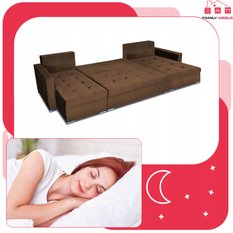 Narożnik Varius BIG 297x74x140 cm kształt U z funkcją spania i przechowywania do salonu Royal brązowy - Miniaturka zdjęcia nr 7