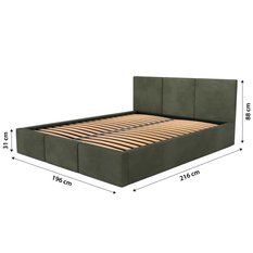 Łóżko tapicerowane do sypialni 180x200x88 cm podwójne z pojemnikiem modne khaki - Miniaturka zdjęcia nr 16