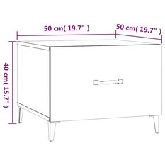 Stolik kawowy 2szt 50x50x40 cm kwadratowy z praktyczną szufladą czarny do salonu - Miniaturka zdjęcia nr 10