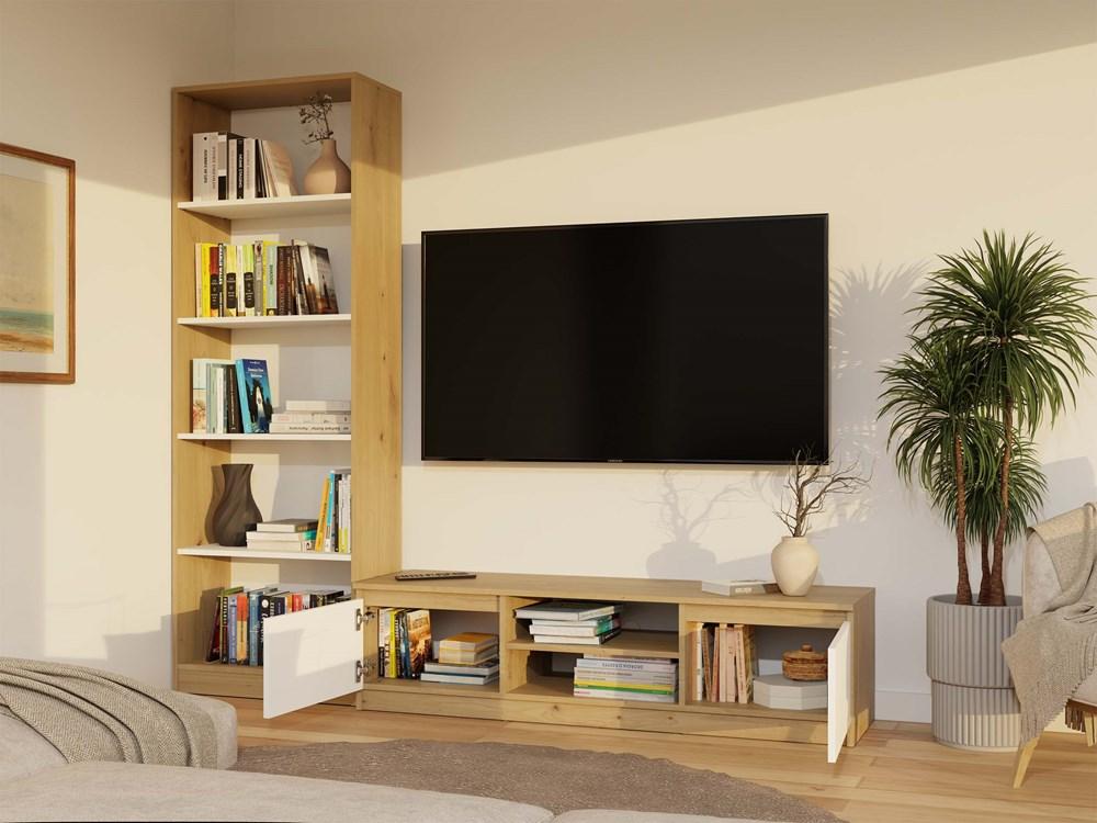 Szafka RTV Malwa 36x140x40 cm do salonu dąb artisan biel nr. 15