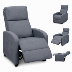 Fotel dla seniora VELLO szary 64x89-156 cm x98 cm fotel relaks TV z funkcją spania komfortowy do salonu i pokoju obrazek