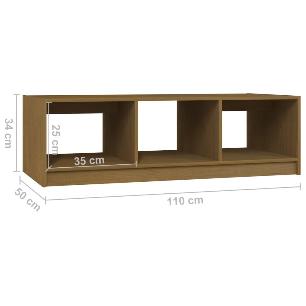 Stolik kawowy 110x50x34 cm z przestronnymi półkami lite drewno sosnowe miodowy brąz do salonu nr. 8