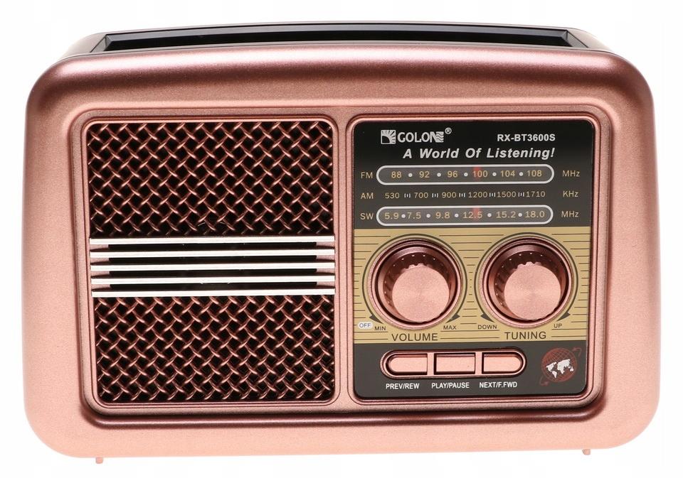 Radio przenośne 20 x 8,5 x 13 cm RETRO z funkcją bluetooth   USB z latarką  ładowany solarnie nr. 4