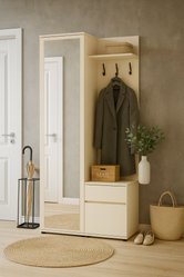 Garderoba do przedpokoju DUO 180x95x35 cm z lustrem wieszakami szafka na buty kaszmir - Miniaturka zdjęcia nr 1