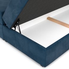 Łóżko kontynentalne 160x200x113 cm tapicerowane podwójne z materacem granatowe - Miniaturka zdjęcia nr 15