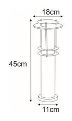 Lampa ogrodowa stojąca K-LP238-450 TARES 18x45x18 cm do ogrodu chrom - Miniaturka zdjęcia nr 2