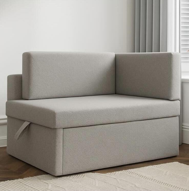Fotel rozkładany do spania Viluś 108x81x78 cm narożnik jednoosobowy do pokoju z funkcją spania i przechowywania dla dzieci szary nr. 1