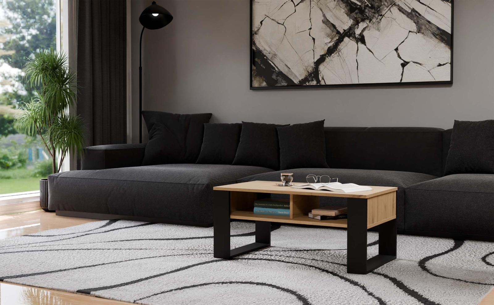 Stolik kawowy ława Modern 2p 58x98x50 cm do pokoju brązowo-czarny do pokoju nr. 5