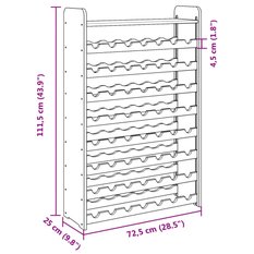  Stojak na wino 72,5x25x111,5 cm z górną półką lite drewno sosnowe 56 butelek do salonu - Miniaturka zdjęcia nr 9