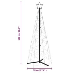 Choinka stożkowa 70x180 cm 200 kolorowych LED świąteczna do ogrodu - Miniaturka zdjęcia nr 10